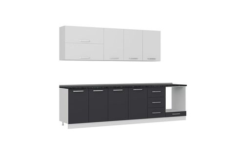 MİNAR  ELA 300 CM MUTFAK DOLABI BEYAZ ANTRASİT 300-A7
