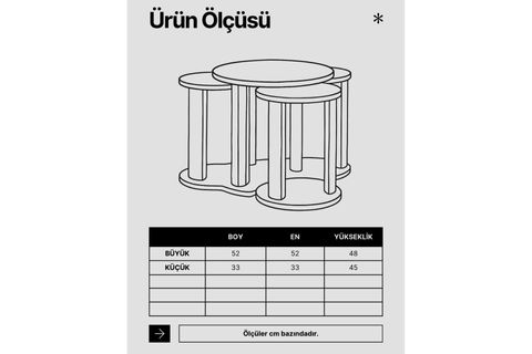 QUATTRO DÖRTLÜ ZİGON SEHPA, MEŞE