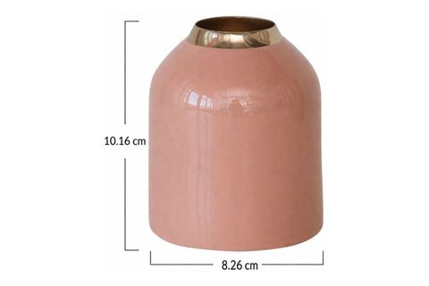 PEMBE ALTIN METAL EMAYE VAZO