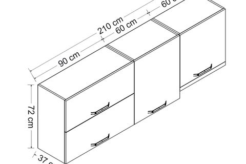 MİNAR 210 CM MUTFAK DOLABI BEYAZ 210-B4-ÜST MODÜL