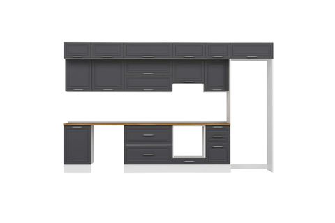 ALVİNKA 385X240 CM KLASİK MEBRAN MUTFAK DOLABI, MB E90S50S45 1 MEBRAN ANTRASİT SUNTALAM