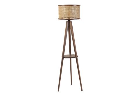 GİZEM SEHPALI SİLİNDİR LAMBADER, RATTAN CEVİZ