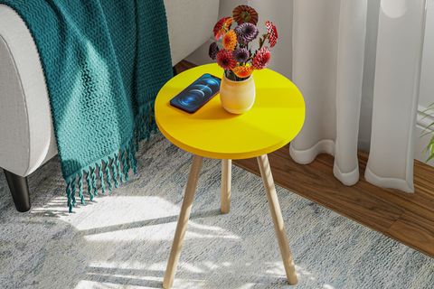 YURİ YUVARLAK YAN SEHPA, SARI