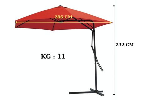UMBRELLA SU GEÇİRMEZ KOLLU BAHÇE ŞEMSİYESİ, KIRMIZI