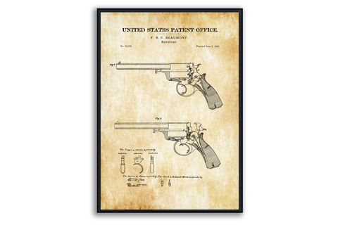 AHŞAP ÇERÇEVELİ VİNTAGE TABLO SETİ, GUNS 1, 50X70
