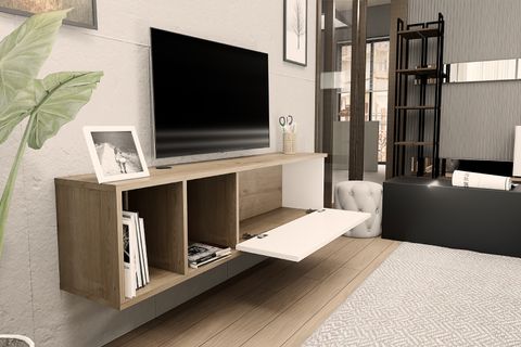 RONA DUVARA MONTE TV ÜNİTESİ, SAFİR BEYAZ