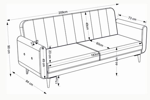 BONA ÜÇLÜ KOLTUK, CEVİZ AYAK, BEJ