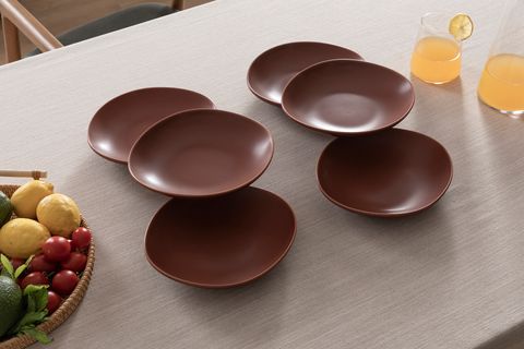 KİTCHEN ESSENTİALS STONEWARE MAT ÇUKUR YEMEK TABAĞI 22 CM, KİREMİT, ALTILI SET