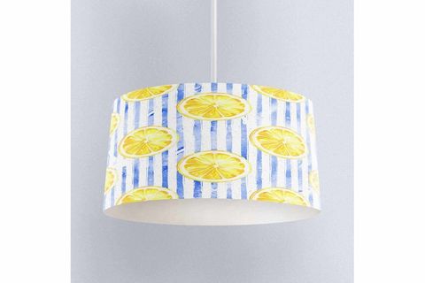 ELSE MAVİ ÇİZGİLİ LİMON DESENLİ KUMAŞ MUTFAK 3D SARKIT AVİZE