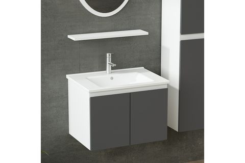 NİKA BANYO DOLABI 65CM AS2K 1EA1R ETJ BOY BEYAZ ANTRASİT