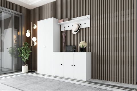 LEONARDO PORTMANTO VESTİYER 246, DOLAPLI, BEYAZ, 163 CM VST1028