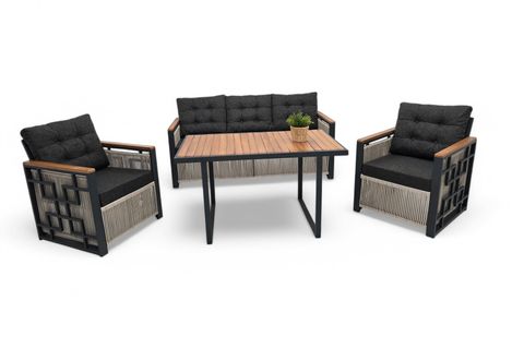 PUSULA METAL ÜÇLÜ OTURMA GRUBU, CAPPUCİNO