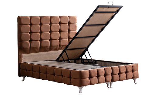 DUKE LUX NEW BAZA BAŞLIK VE DELUXE YATAK SETİ, AÇIK KAHVERENGİ, 140X190