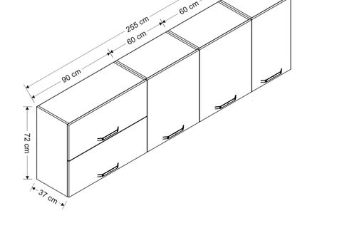MİNAR 255 CM MUTFAK DOLABI BEYAZ 255-B2-ÜST MODÜL