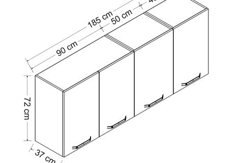 MİNAR 185 CM MUTFAK DOLABI BEYAZ 185-B1-ÜST MODÜL