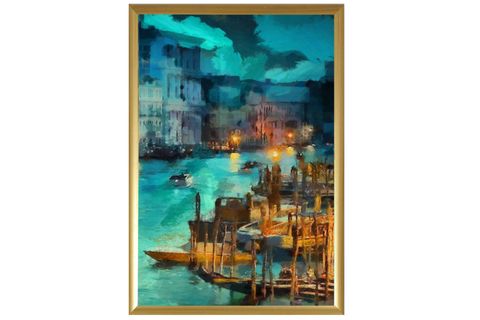 FRANK RAY BLUE GOLD ÜÇTÜ TABLO SETİ, ÇERÇEVELİ, 50X70
