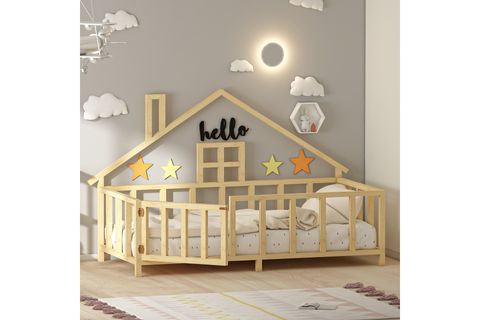 GİVAYO WOOD'S HAUSE  MONTESSORİ KARYOLA, ÇAM KAPILI, 100X200
