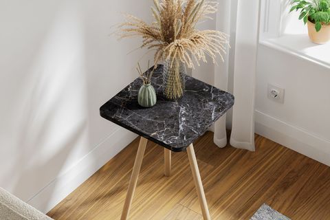 KOZİ KARE AHŞAP AYAKLI YAN SEHPA, SİYAH