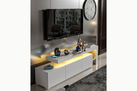LUMA LED IŞIKLI TV ÜNİTESİ KONSOL, BEYAZ, 192 CM