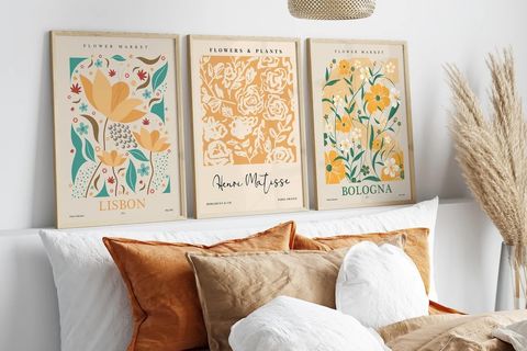 FLOWER MARKET TABLO SETİ, NATURAL ÇERÇEVE,33X48