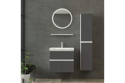 NİKA BANYO DOLABI 65CM AS2K1Ç 1YA1R ETJ BOY BEYAZ ANTRASİT