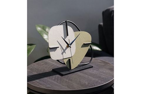 BRAZİL METAL MASA SAATİ, YEŞİL KREM, 25X22 CM