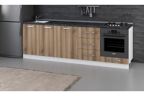 MİNAR 250 CM MUTFAK DOLABI BEYAZ DORE 250-D3-ALT MODÜL