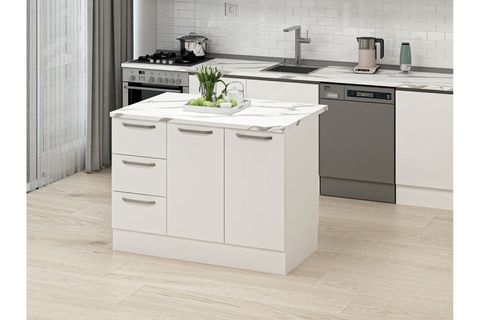 ALVİNKA 120 CM DUZ ADA MUTFAK DOLABI, BEYAZ BEYAZ