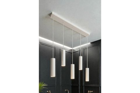 OPTİMA BEŞLİ METAL SARKIT AVİZE, BEYAZ