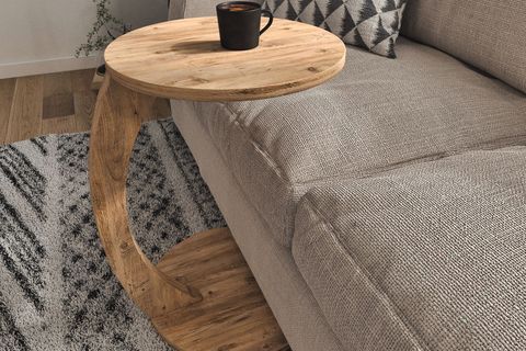 CLEO TEKERLEKLİ C SEHPA TEKERLEKLİ YAN SEHPA, ÇAM