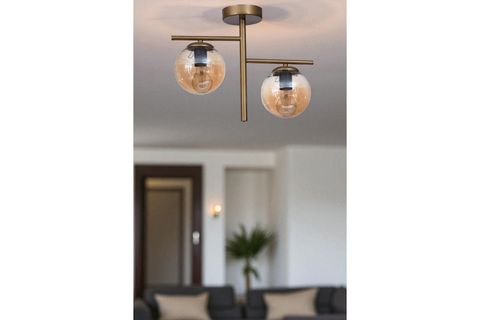 TERRA İKİLİ ESKİTME BAL CAMLI PLAFONYER AVİZE