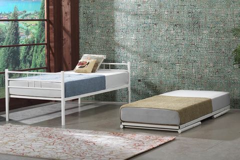 YAVRULU İKİZ METAL KARYOLA, BEYAZ, 90X200