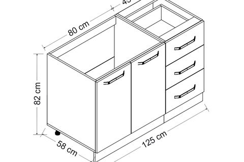 MİNAR 125 CM MUTFAK DOLABI BEYAZ 125-B2-ALT MODÜL