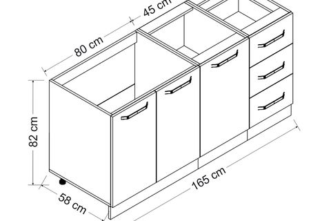 MİNAR 165 CM MUTFAK DOLABI BEYAZ DORE 165-D1-ALT MODÜL