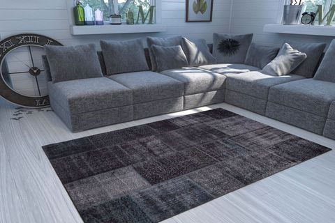 ARTLOOP PATCHWORK DESENLİ JAZZ DEKORATİF ŞÖNİL DOKUMA SİYAH HALI AL 81 150X230