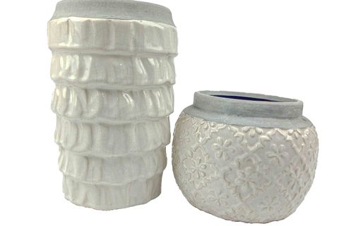 İTHAL GELİN TÜLÜ SERAMİK VE İTHAL HİTİT SERAMİK VAZO SAKSI İKİLİ SET