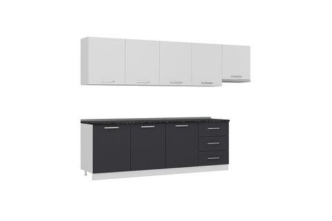 MİNAR  ELA 300 CM MUTFAK DOLABI BEYAZ ANTRASİT 300-A11