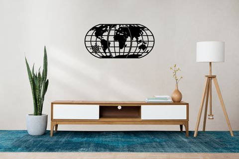 DEKOZEM METAL DUNYA HARİTASİ DUVAR SÜSÜ