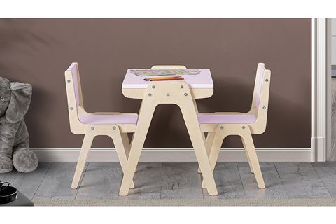 EĞİTİCİ MONTESSORİ PEMBE AKTİVİTE OYUN ÇALIŞMA MASASI + 2 SANDALYE