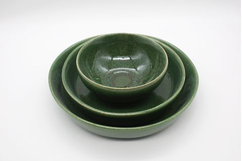 OVAL YEMEK TABAĞI SETİ, ÜÇLÜ, YEŞİL