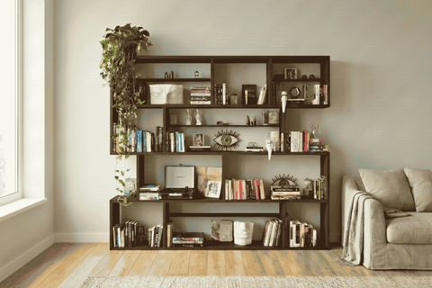 WOODESK YONCA MASİF AHŞAP KİTAPLIK, CEVİZ RENK, 200X200 CM