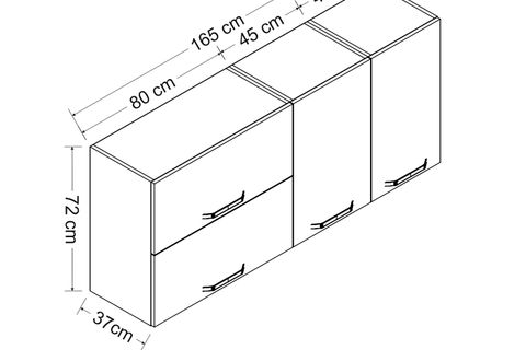MİNAR 165 CM MUTFAK DOLABI BEYAZ 165-B2-ÜST MODÜL