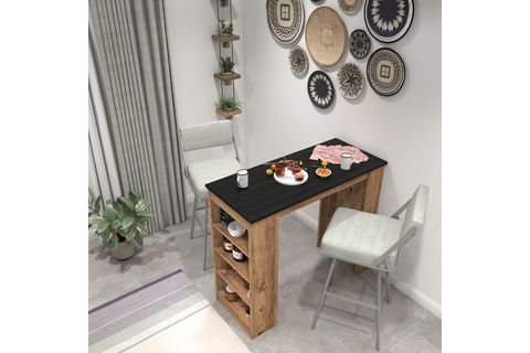 ROBİN HOME THALES BAR MASASI, SİYAH ATLANTİK ÇAM, 120X51