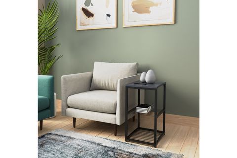 TEDİ METAL AYAKLI DEKORATİF TEL RAFLI YAN SEHPA, ANTRASİT