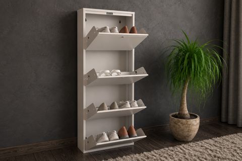FLEX DÖRTLÜ KİLİTLENEBİLİR METAL AYAKKABILIK, KIRIK BEYAZ