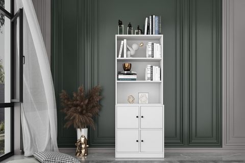 BKCONCEPT 4 KAPAKLI RAFLI KİTAPLIK, 65 CM, BEYAZ, KTP-1284-Ç