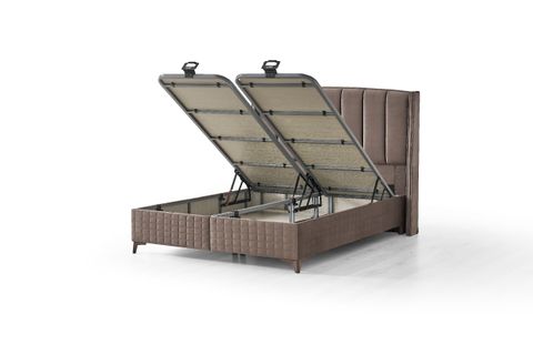 LİMA BAZA BAŞLIK YATAK SETİ, KAHVE, 160X200