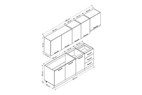 MİNAR ECE 280 CM MUTFAK DOLABI BEYAZ ANTRASİT 280-A4