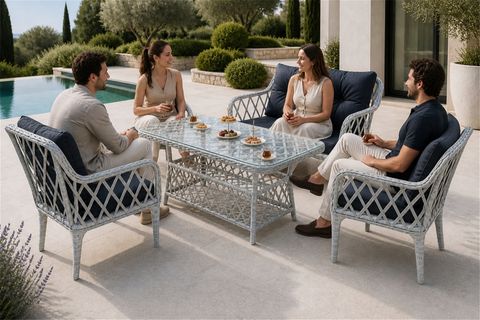 AHLAT MİNİ 4 KİŞİLİK RATTAN BALKON TAKIMI, GRİ