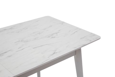 MARMO HİGHGLASS MASA, PARLAK BEYAZ MERMER, 120X80